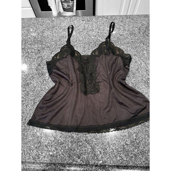 LACE Vintage  Camisole Slip TOP NYLON  Black Xs Fairy Romantic Babydoll‎ - Picture 4 of 9